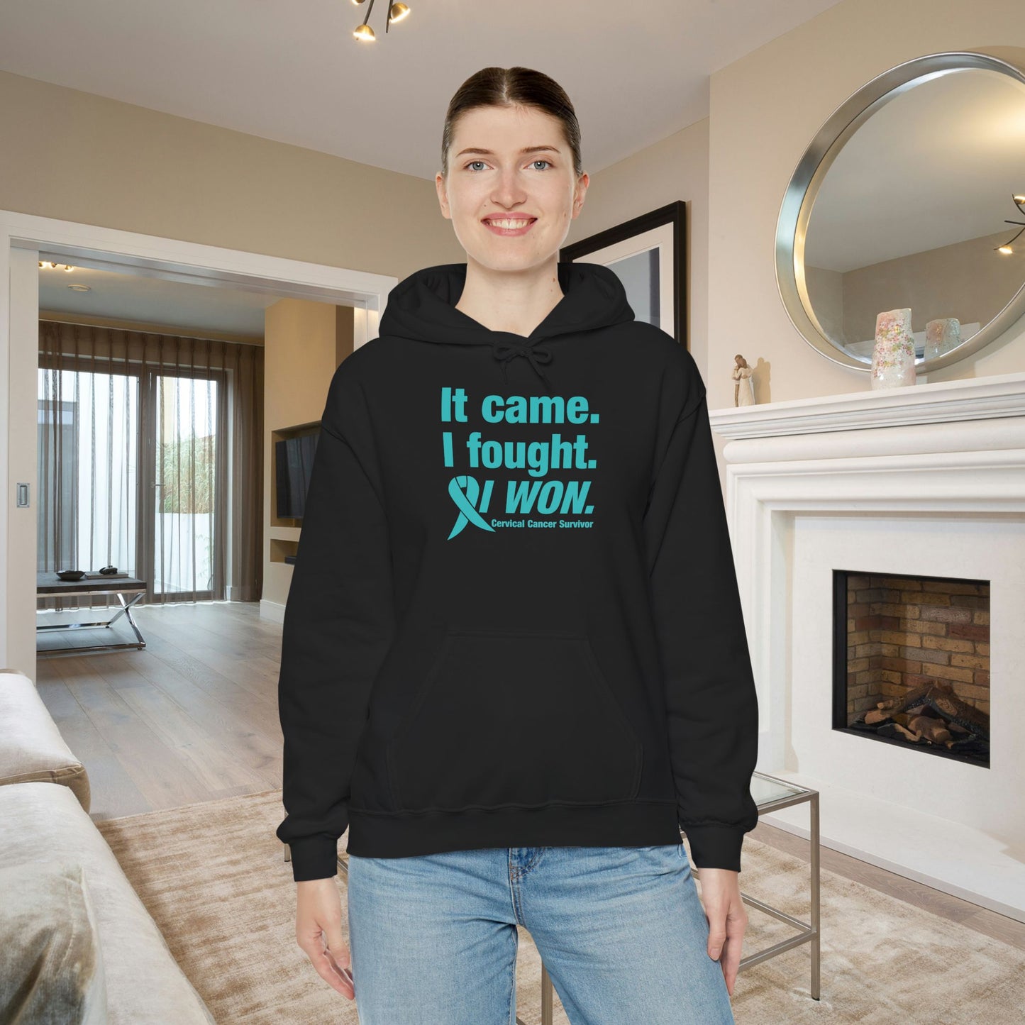 It Came I Fought I Won Cervical Cancer Awareness Adult Heavy Blend™ Hoodie