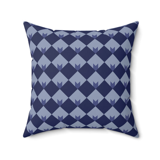 Diamond Bloom-Navy & Periwinkle Throw Pillow
