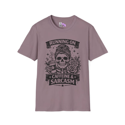 Running On Caffeine & Sarcasm Adult T-shirt