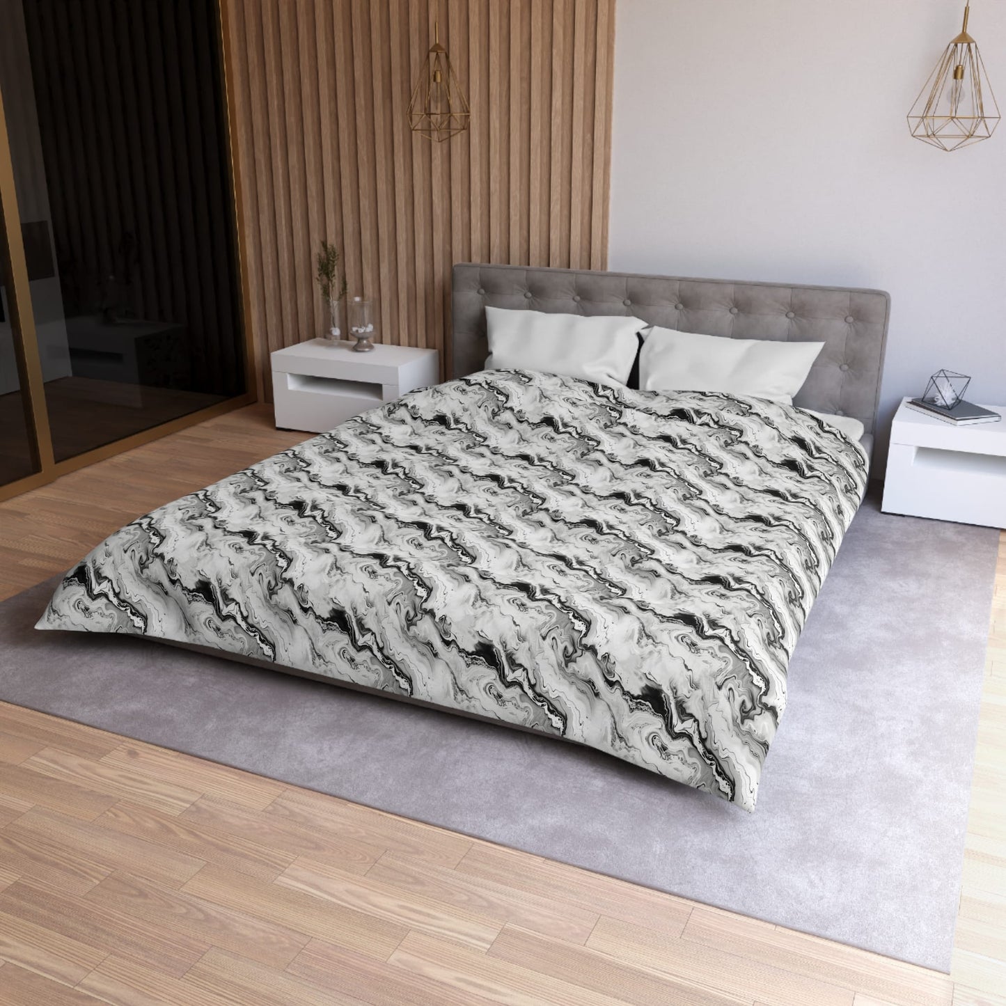 Frost Veil Marble Microfiber Duvet Cover