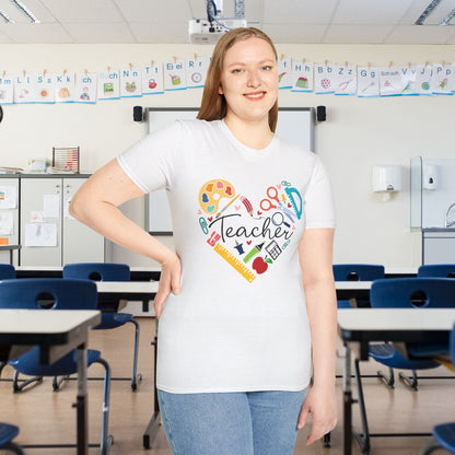 Teacher Supply Heart Adult T-shirt