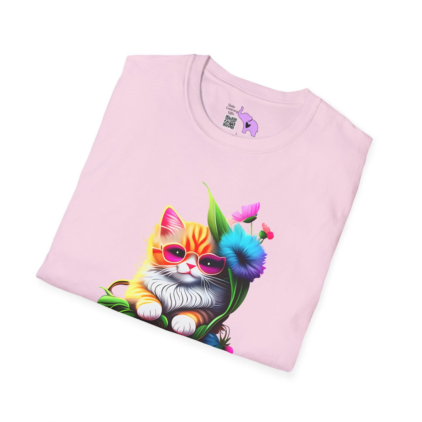 Cute Colorful Kitten in Flowers 2 T-shirt