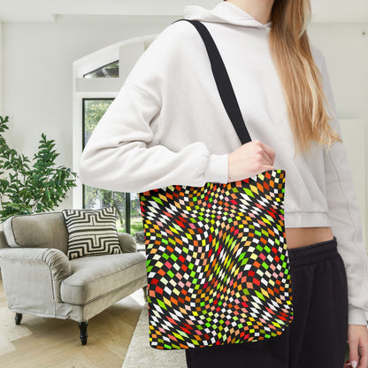 Warped Yellow/Green Checkered Canvas Tote Bag