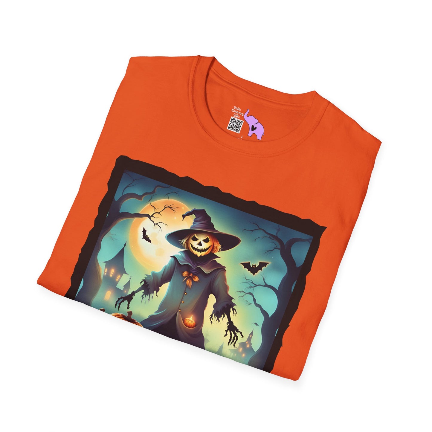 Halloween Scarecrow w/Pumpkins 3 Adult T-shirt