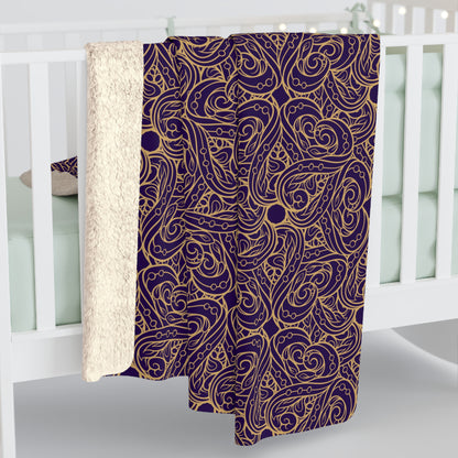 Oriental Purple/Gold Floral Fleece Blanket