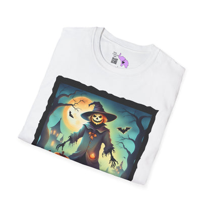 Halloween Scarecrow w/Pumpkins 3 Adult T-shirt
