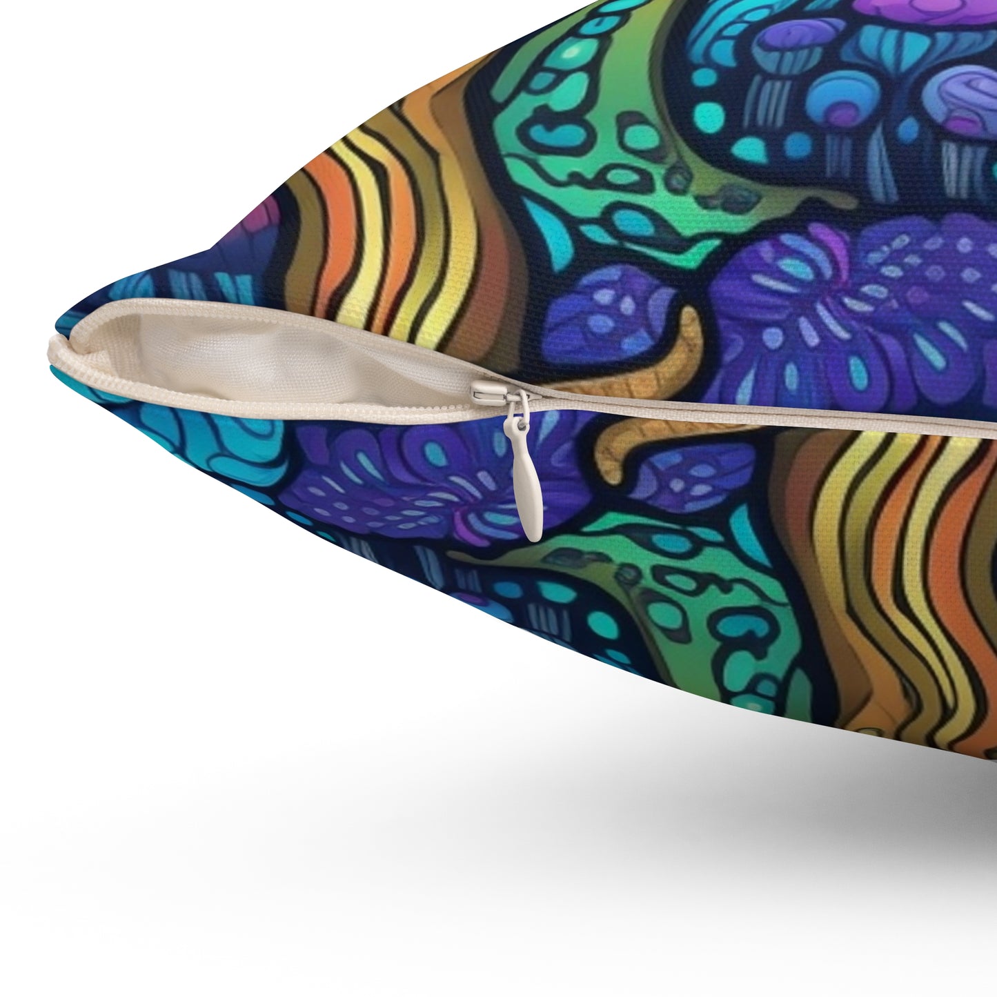 Trippy Purple Mushrooms Throw Pillow