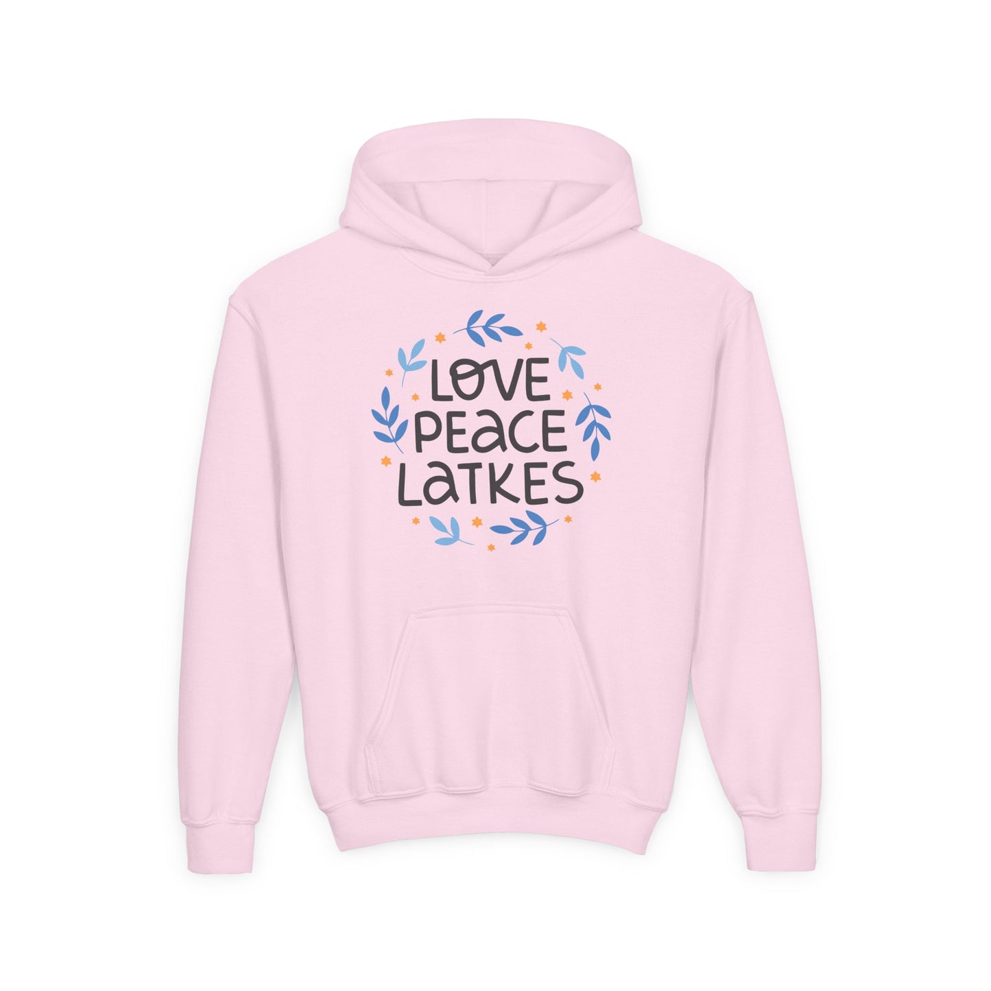 Hanukkah Love Peace Latkes Youth Hoodie