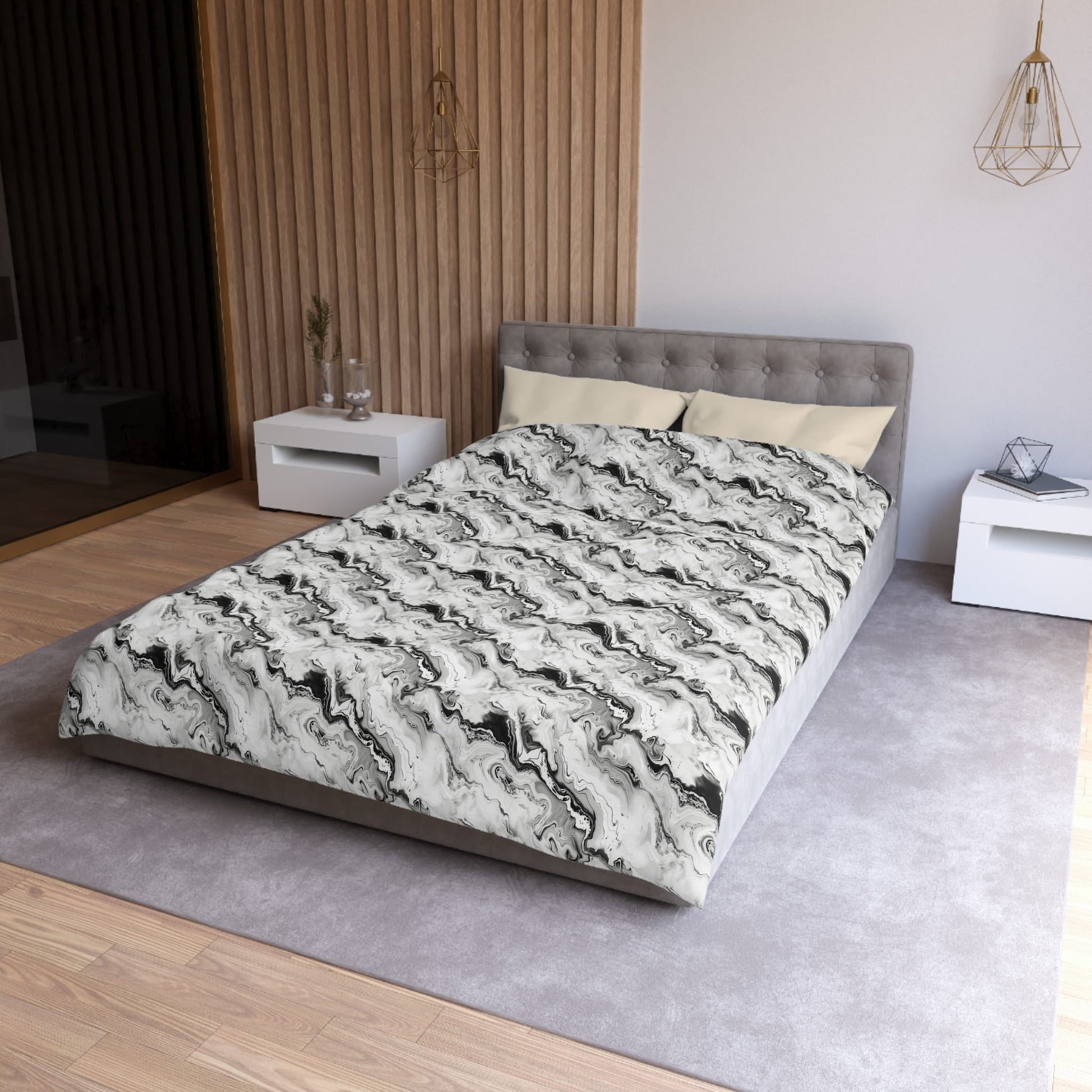 Frost Veil Marble Microfiber Duvet Cover