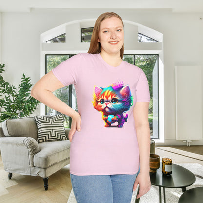 Cute Colorful Kitten Adult T-shirt