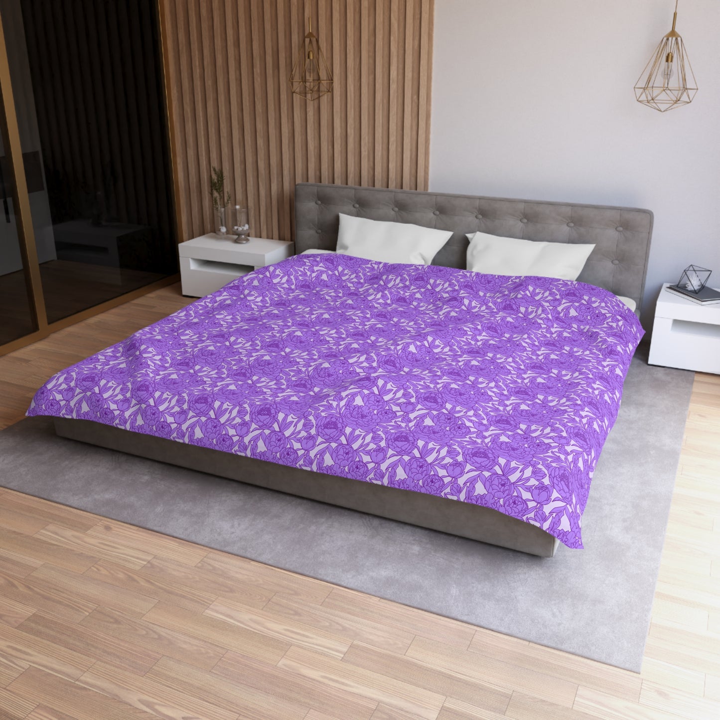 Lavender Peony Symphony Microfiber Duvet Cover