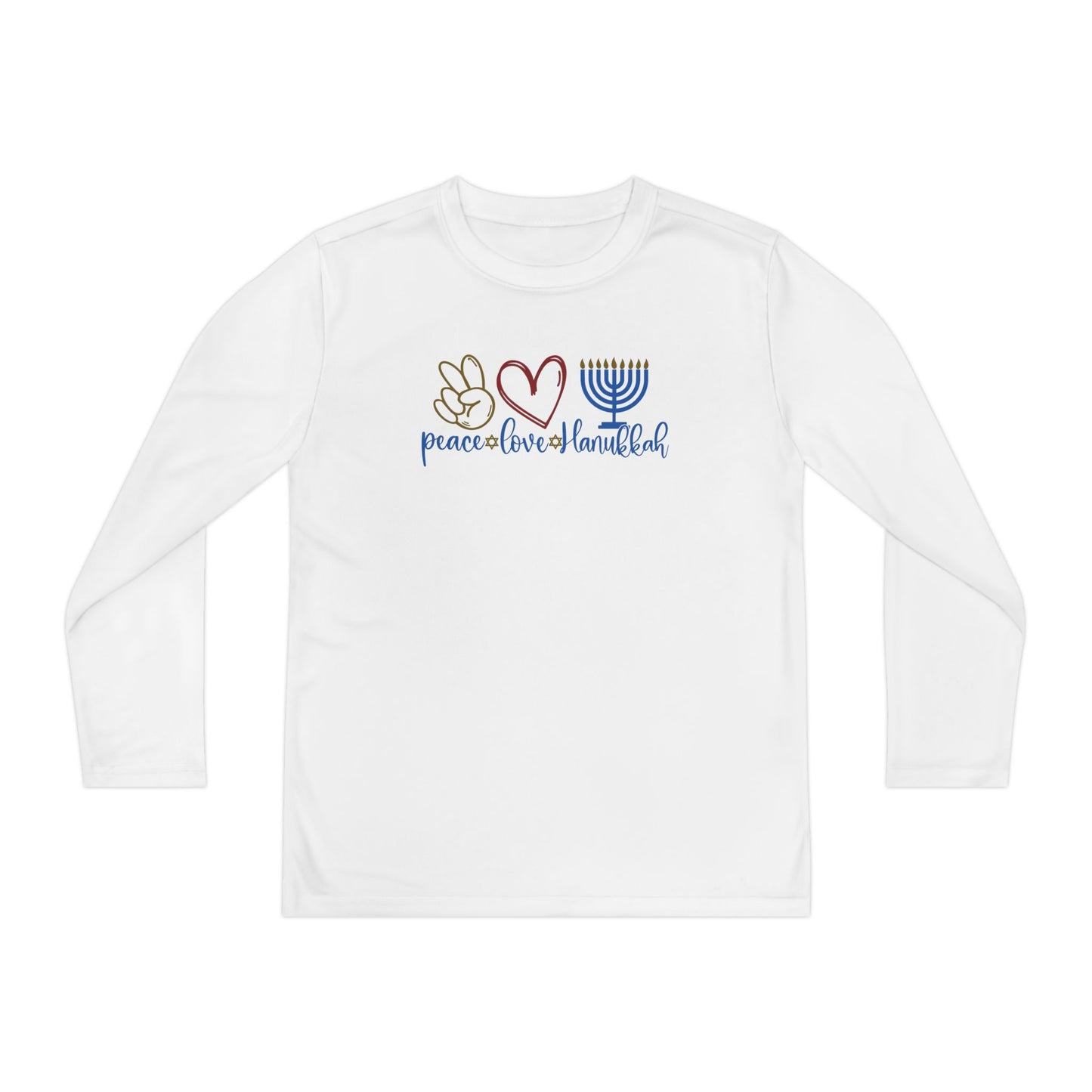 Peace Love Hanukkah Youth Long Sleeve Tee