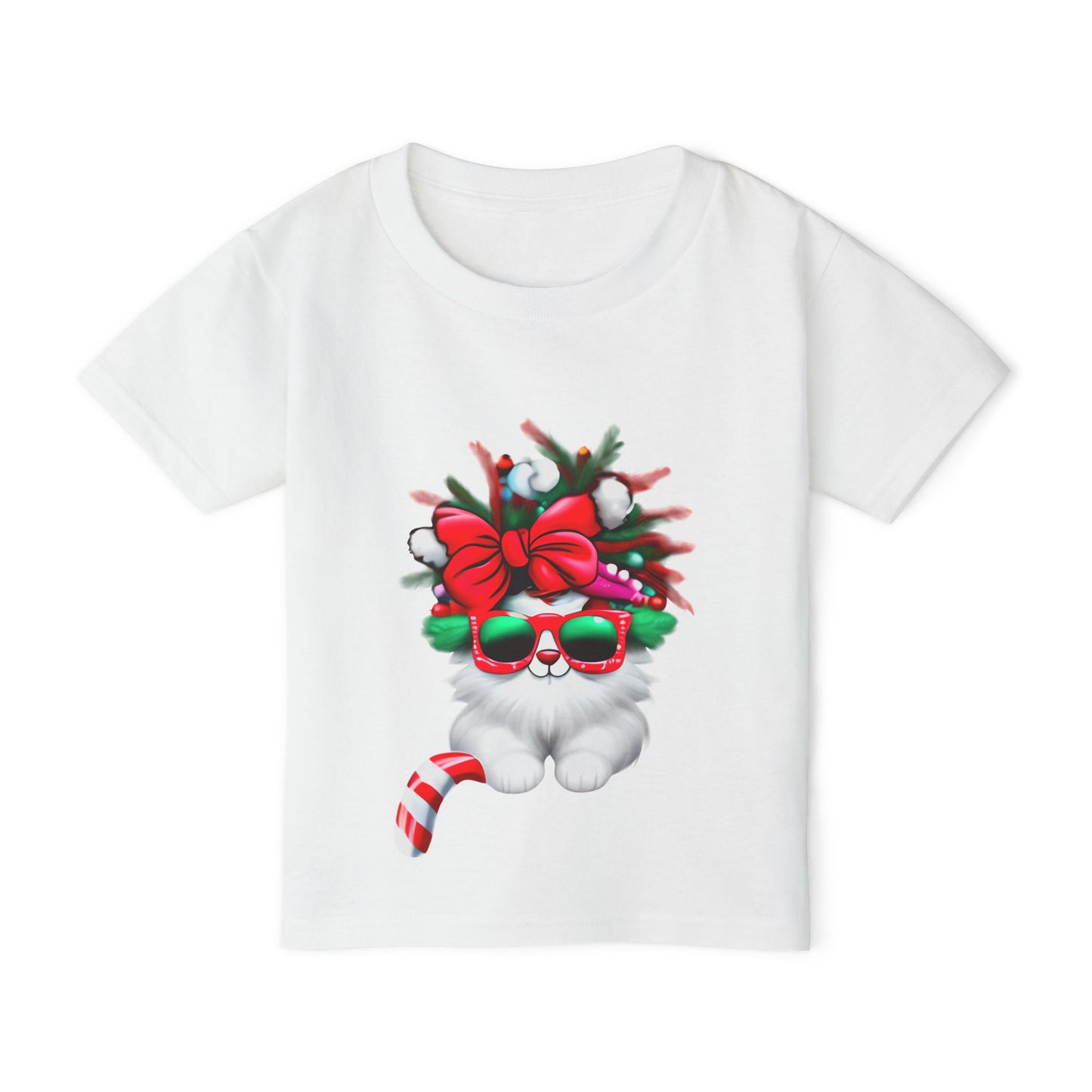 White Candy Cane Kitten Heavy Cotton™ Toddler T-shirt