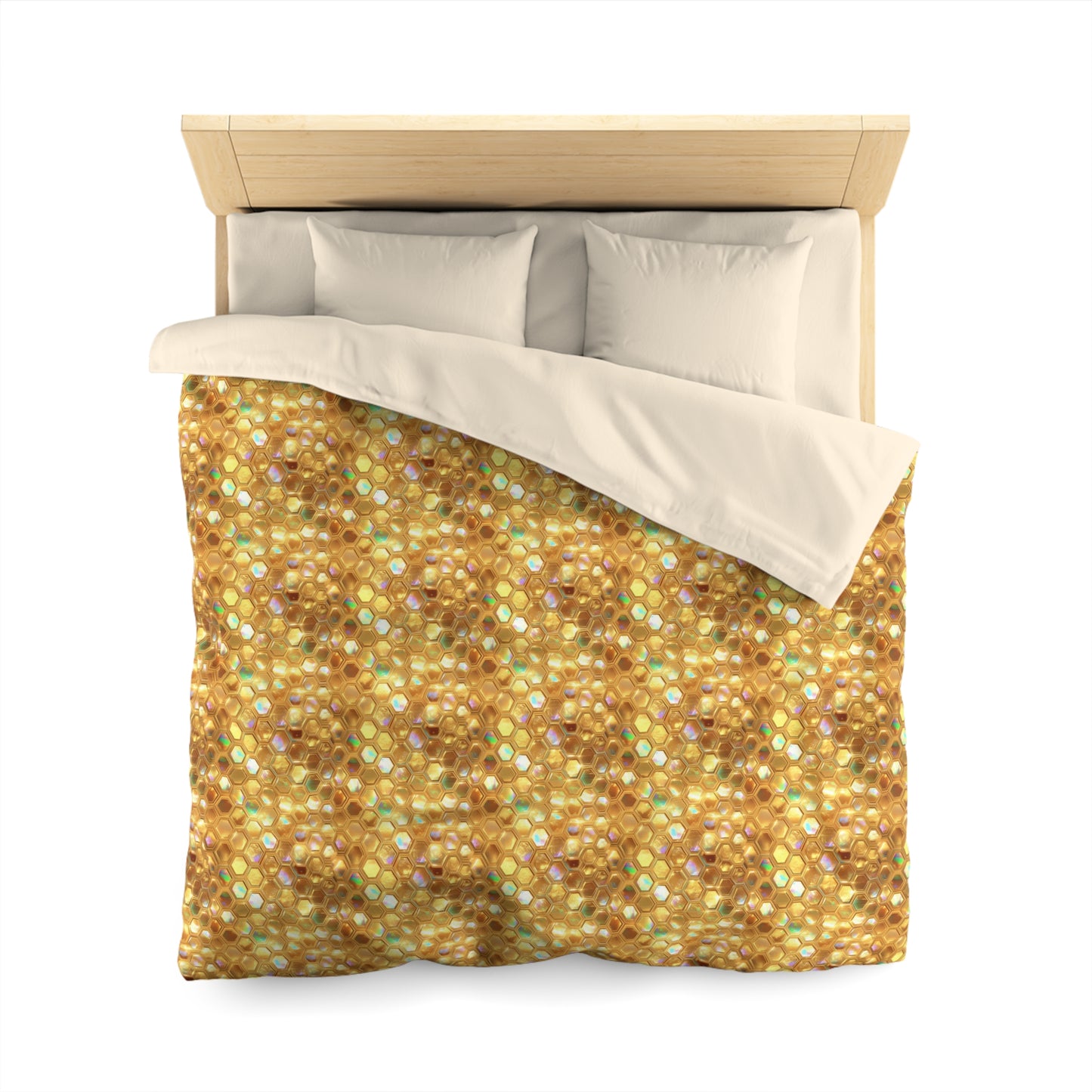 Golden Prism Grid Microfiber Duvet Cover