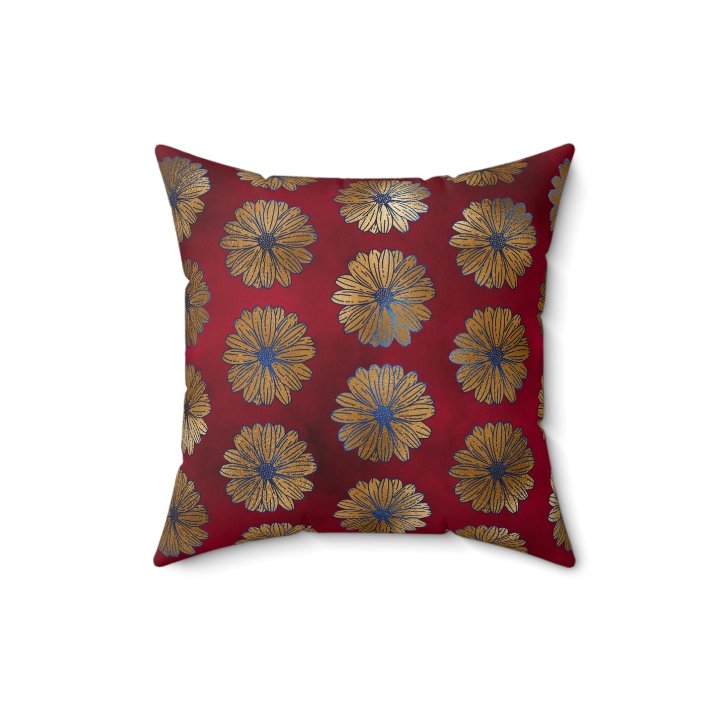 Majestic Crimson Daisies Throw Pillow