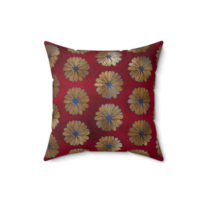 Majestic Crimson Daisies Throw Pillow