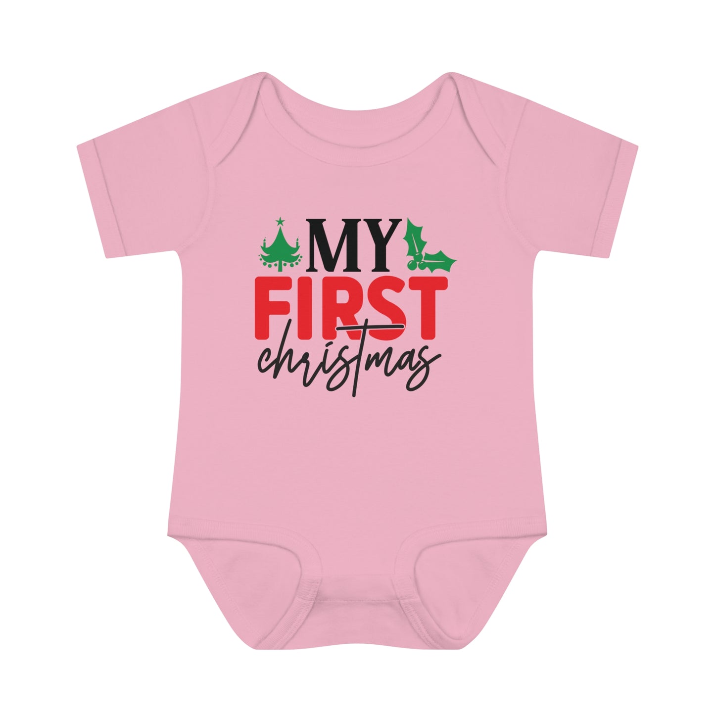 My First Christmas Infant Baby Rib Bodysuit