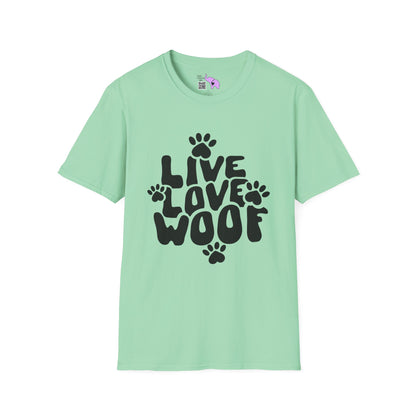 Live Love Woof Adult Tshirt