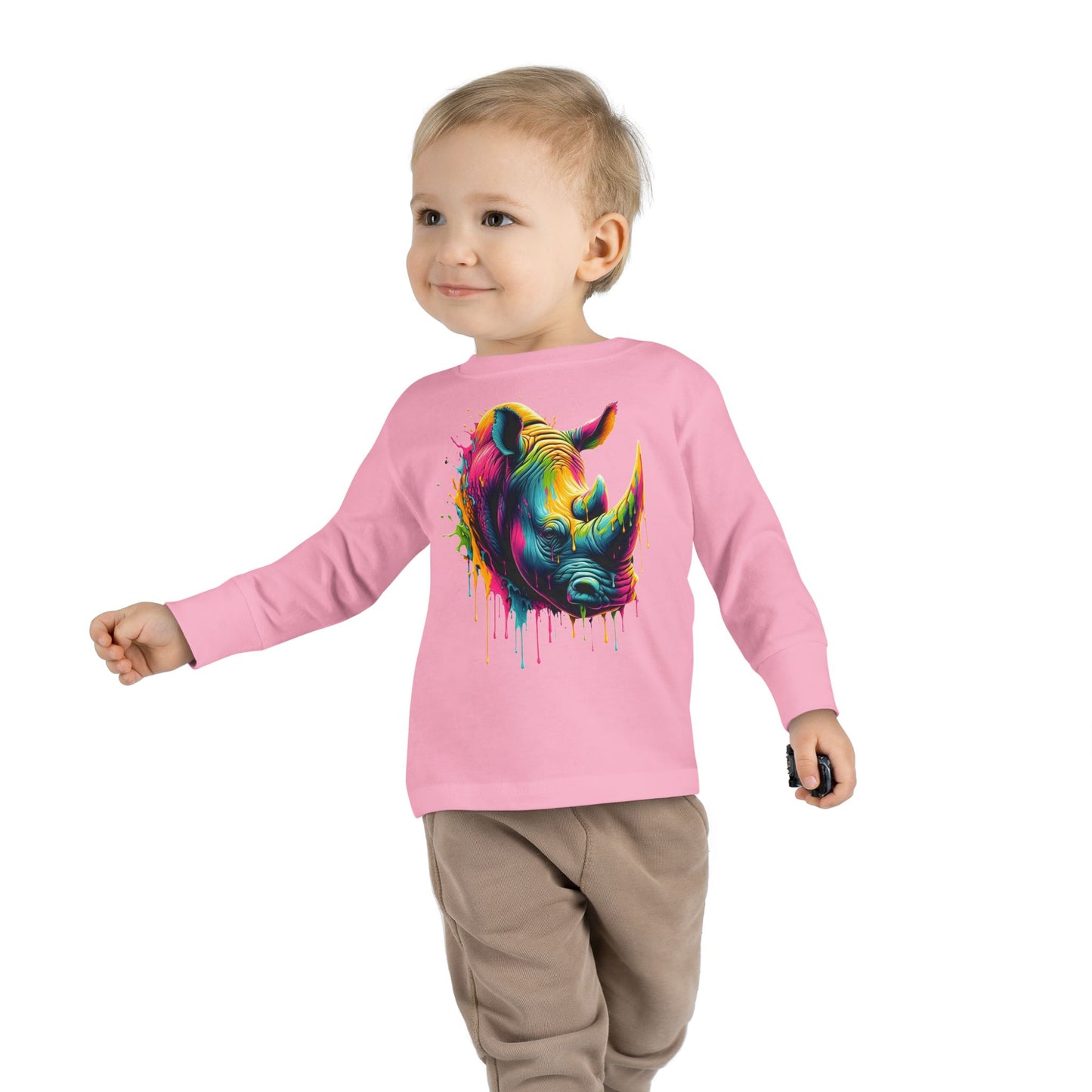 Colorful Rhino Toddler Long Sleeve Tee