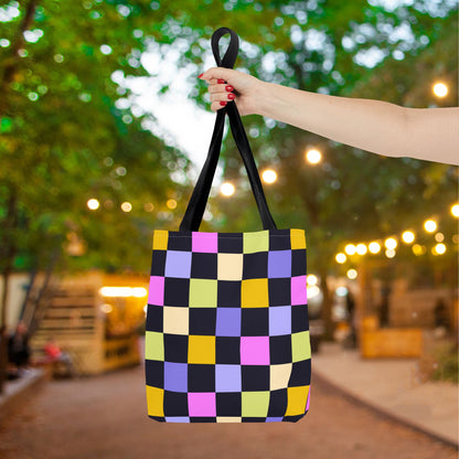 Joyful Checkerboard Canvas Tote Bag