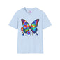 Colorful Butterfly & Flowers Adult T-shirt