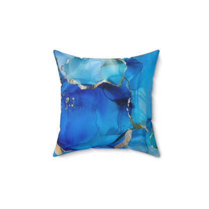 Turquoise Marble Print Throw Pillow