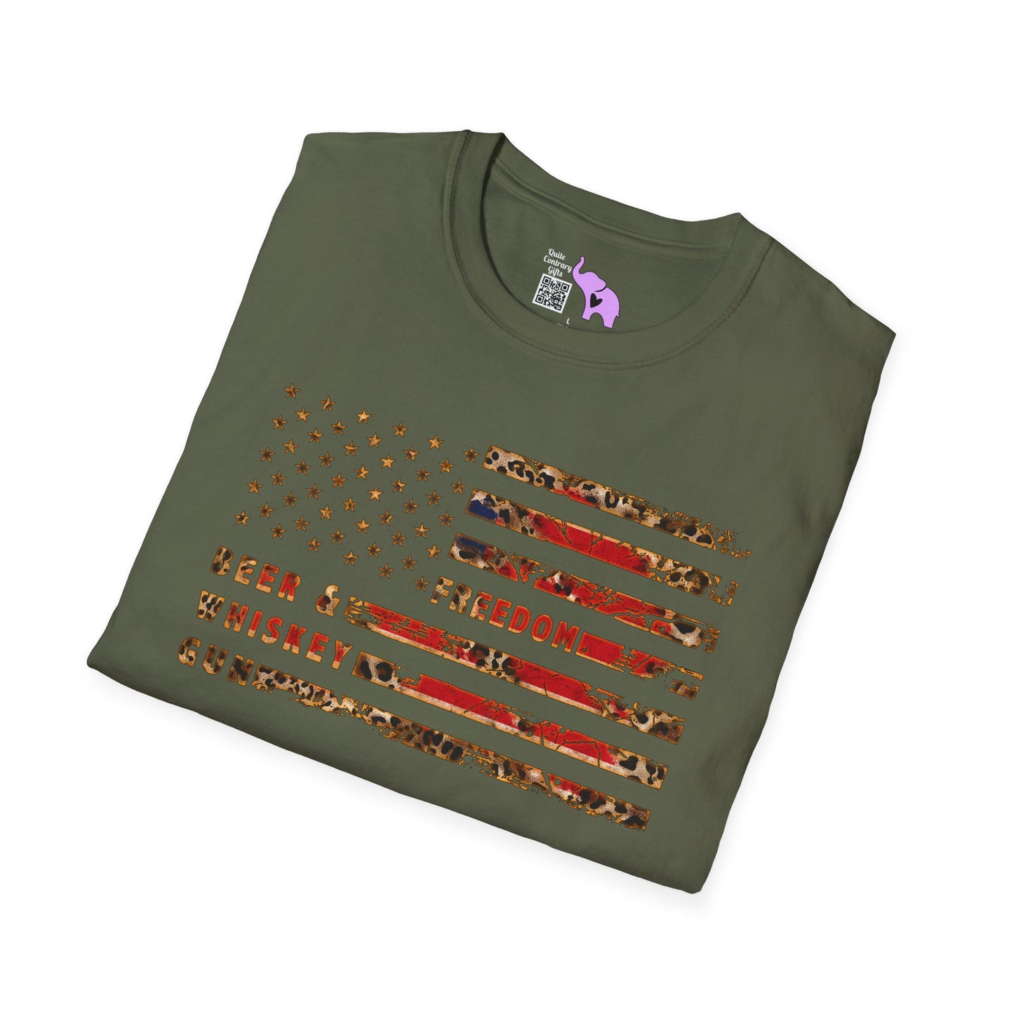 Freedom, Beer & Whiskey, Guns American Flag Adult T-shirt
