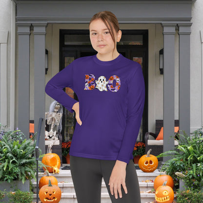 Cute Floral Boo w/Ghost Youth Long Sleeve Tee