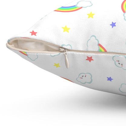 Rainbow Smiles & Stars Throw Pillow