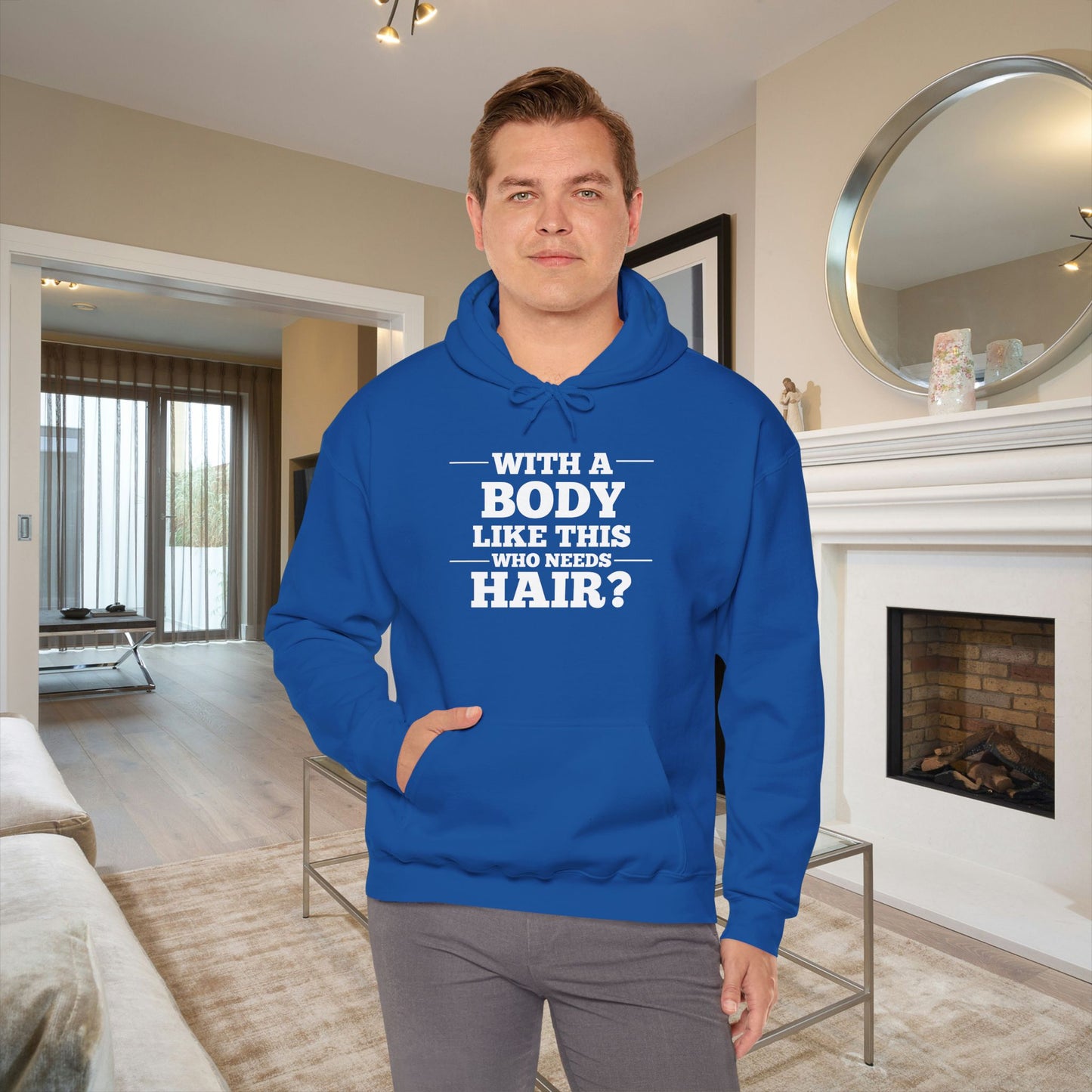 With A Body Like This Who Needs Hair? Adult Heavy Blend™ Hoodie