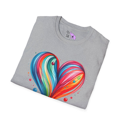 Blushing Rainbow Heart Adult T-shirt