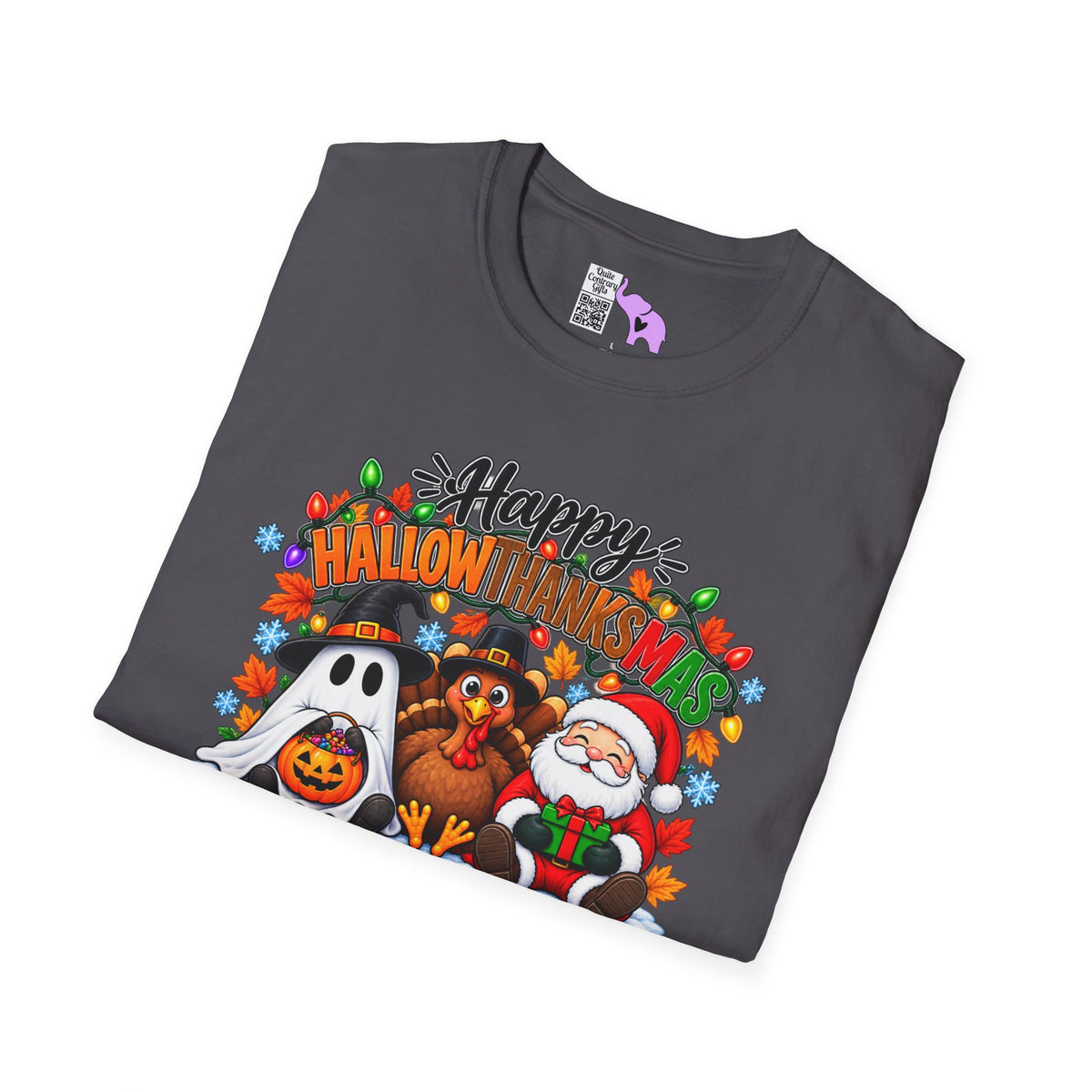 Happy Hallowthanksmas (String Lights) Adult T-shirt
