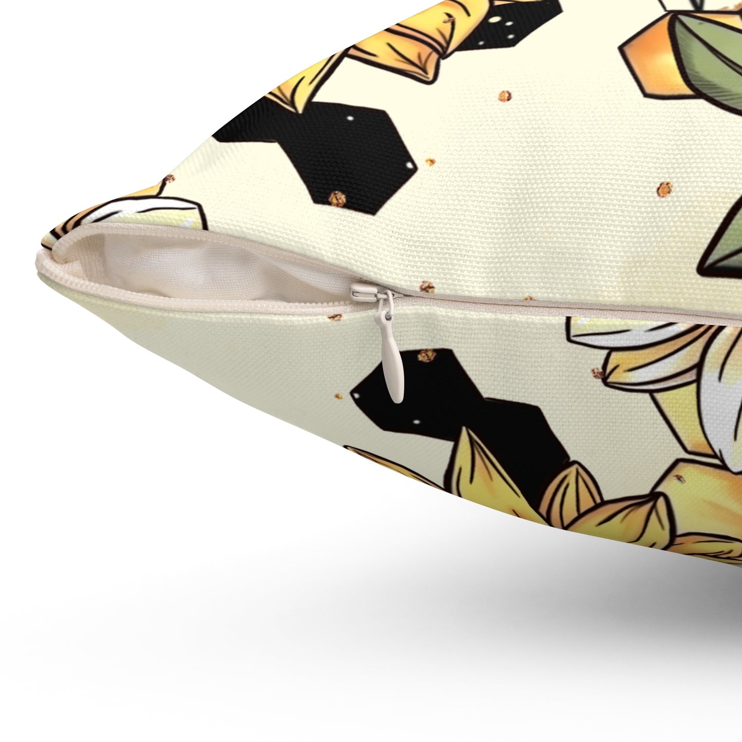 Honeycombs & Sunflowers Throw Pillow