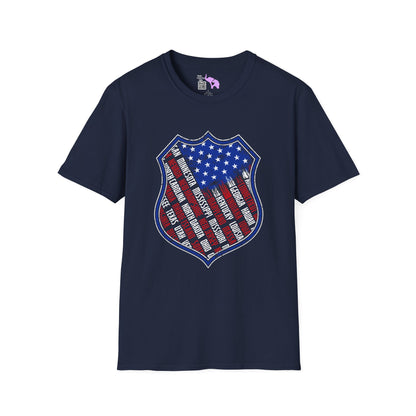 Badge-Shaped American Flag w/States Adult T-Shirt
