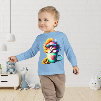 Cool Sunflower Kitten 2 Toddler Long Sleeve Tee