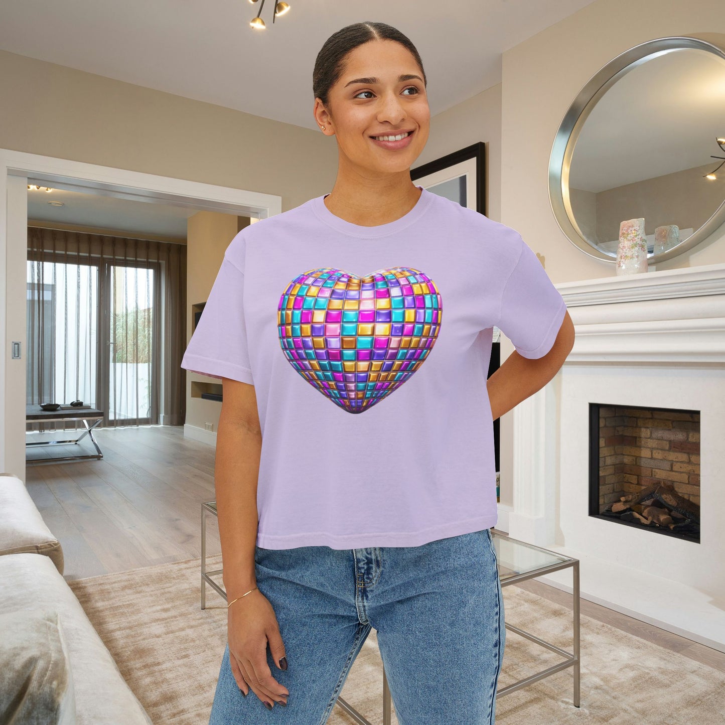 Heart in Blocks Women's Boxy Tee