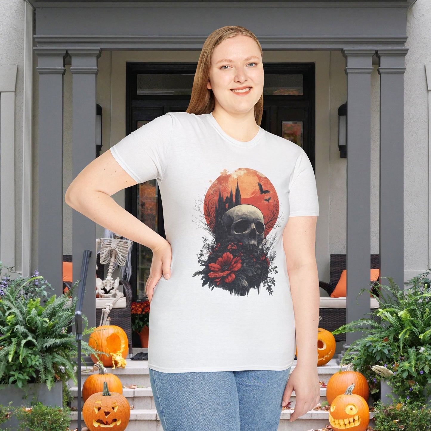 Halloween Graveyard Adult T-shirt