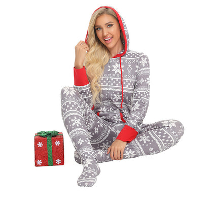 Festive Family Cozy Onesie Pajamas – Reindeer & Snowflake