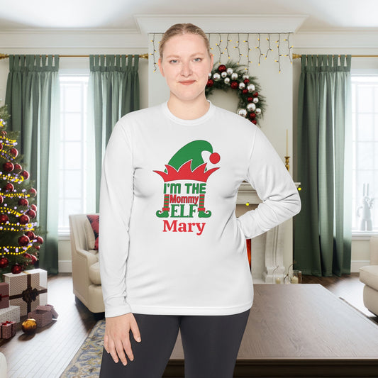 I'm The Mommy Elf Personalized Adult Long Sleeve Tee