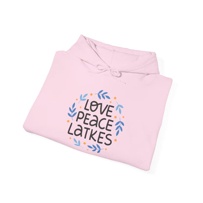 Hanukkah Love Peace Latkes Adult Heavy Blend™ Hooded Sweatshirt