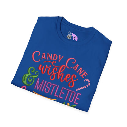 Candy Cane Wishes & Mistletoe Kisses Adult T-shirt