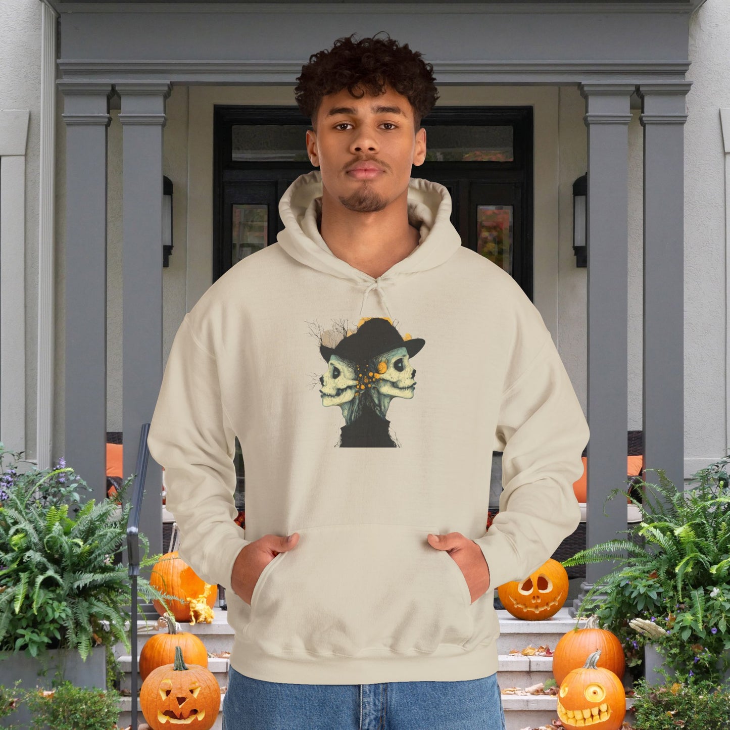 Creepy Skull Witches Heavy Blend™ Hooded Sweatshirt