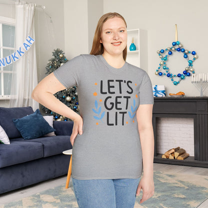 Hanukkah Let's Get Lit Adult T-shirt