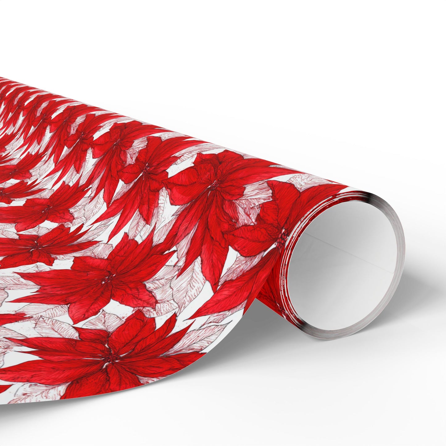 Crimson Poinsettia Sketch Wrapping Paper