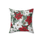 Winter Poinsettia Garden Throw Pillow