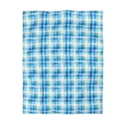 Ocean Sunset Plaid Microfiber Duvet Cover