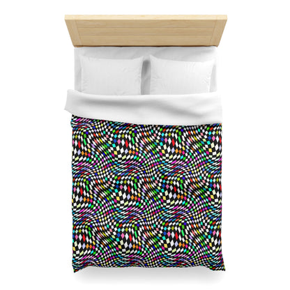 Warped Colorful Checkered Microfiber Duvet Cover
