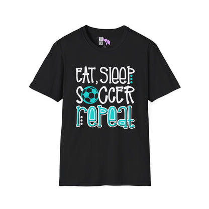 Eat Sleep Soccer Repeat (Teal) Adult T-shirt