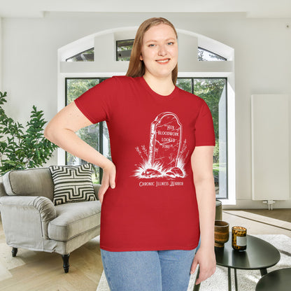 "Her Bloodwork Looked Fine" Headstone Adult T-shirt