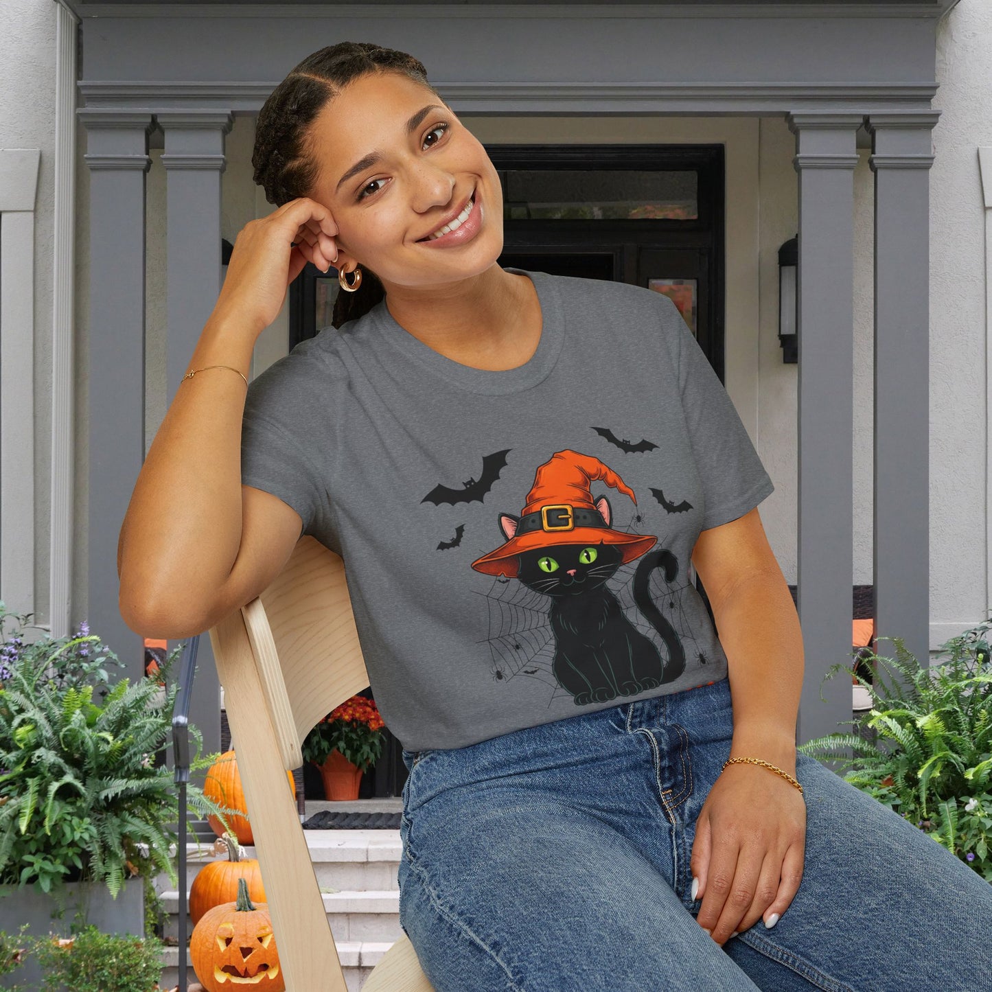 Spooky Mama (Black Catl) Adult T-shirt